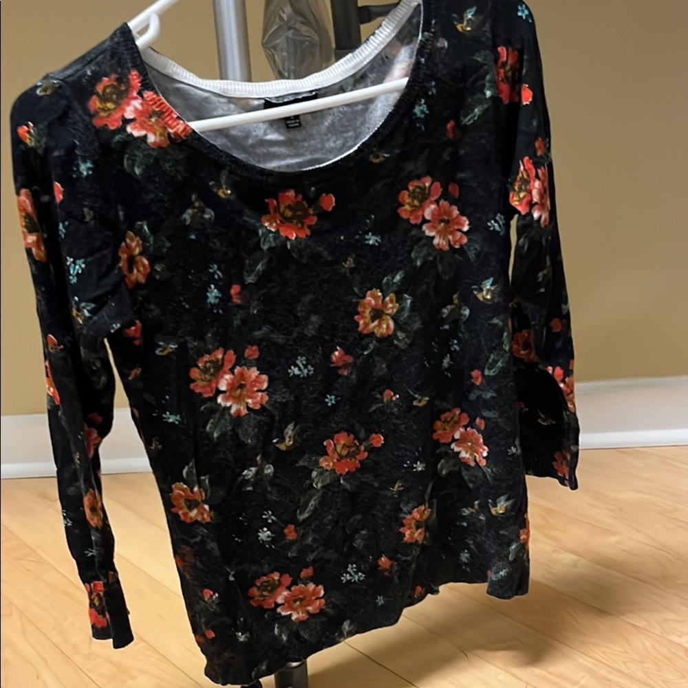 Floral Black Top